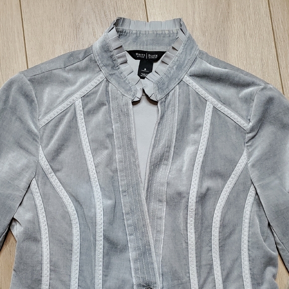 White House Black Market Velvet Grey Blazer Size 6 - Picture 2 of 8